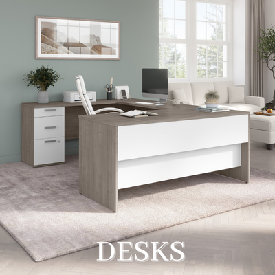 a desk in a room