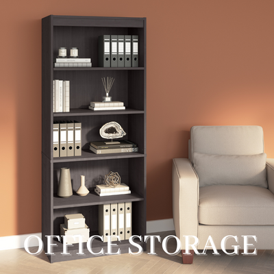 a bookcase with books and objects on it