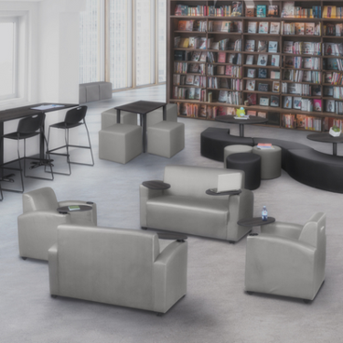 a room with a bookcase full of books