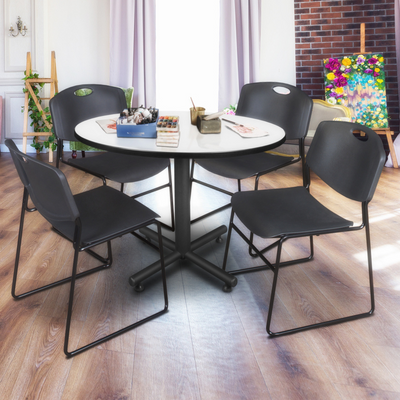 a table and chairs in a room