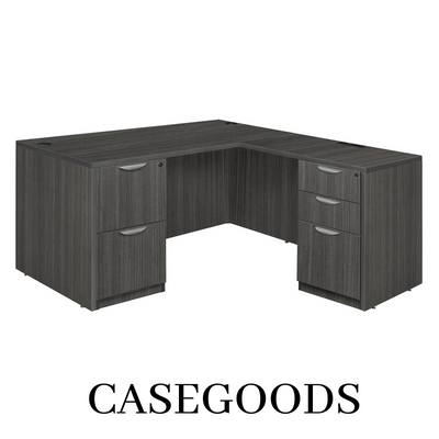 a black office desk with drawers