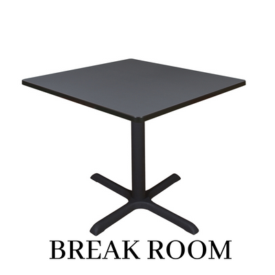 A black square table