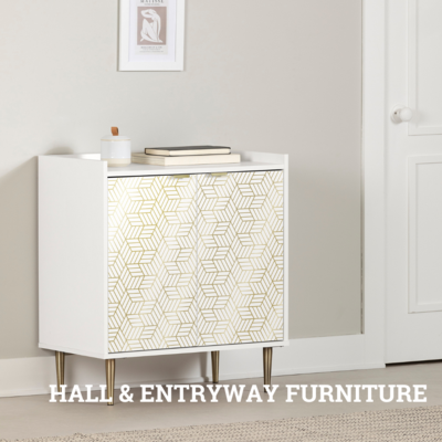 a white cabinet with a gold patterned drawer