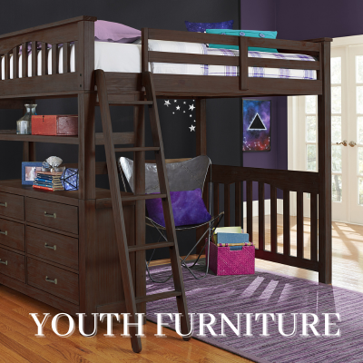 a bunk bed with a ladder