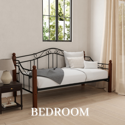 a bed in a room
