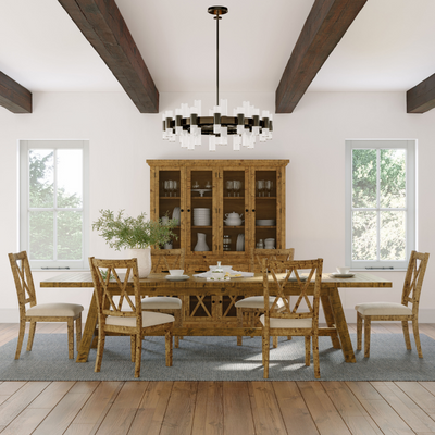 a dining room with a table and chairs