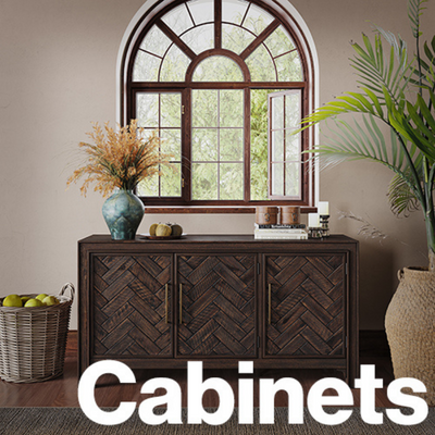a cabinet with plants in front of a window