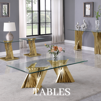 a group of tables in a room
