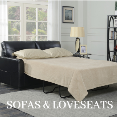 a couch with a bed and a lamp