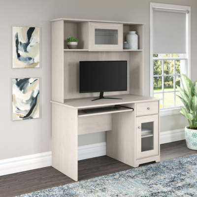 a computer desk in a room