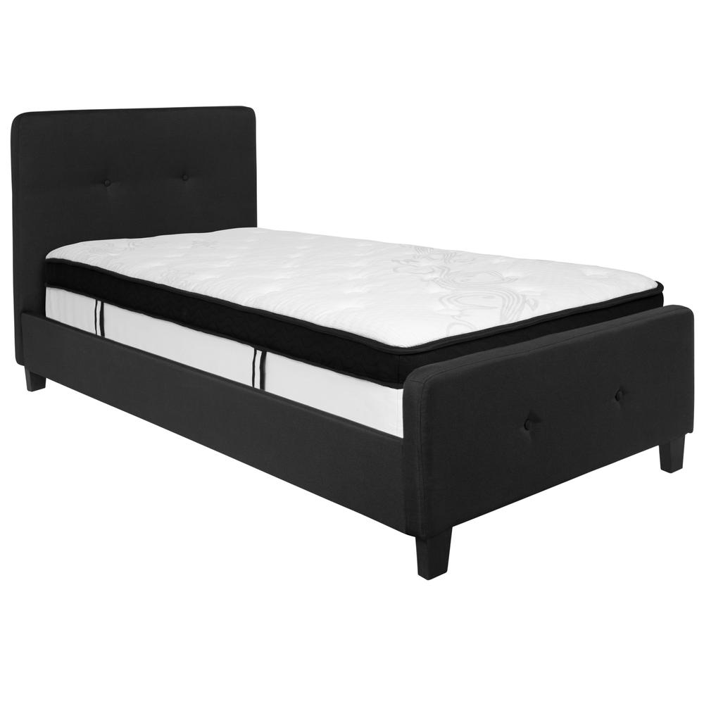 Flash Furniture Roxbury Twin Size Tufted Upholstered Platform Bed in Beige Fabric