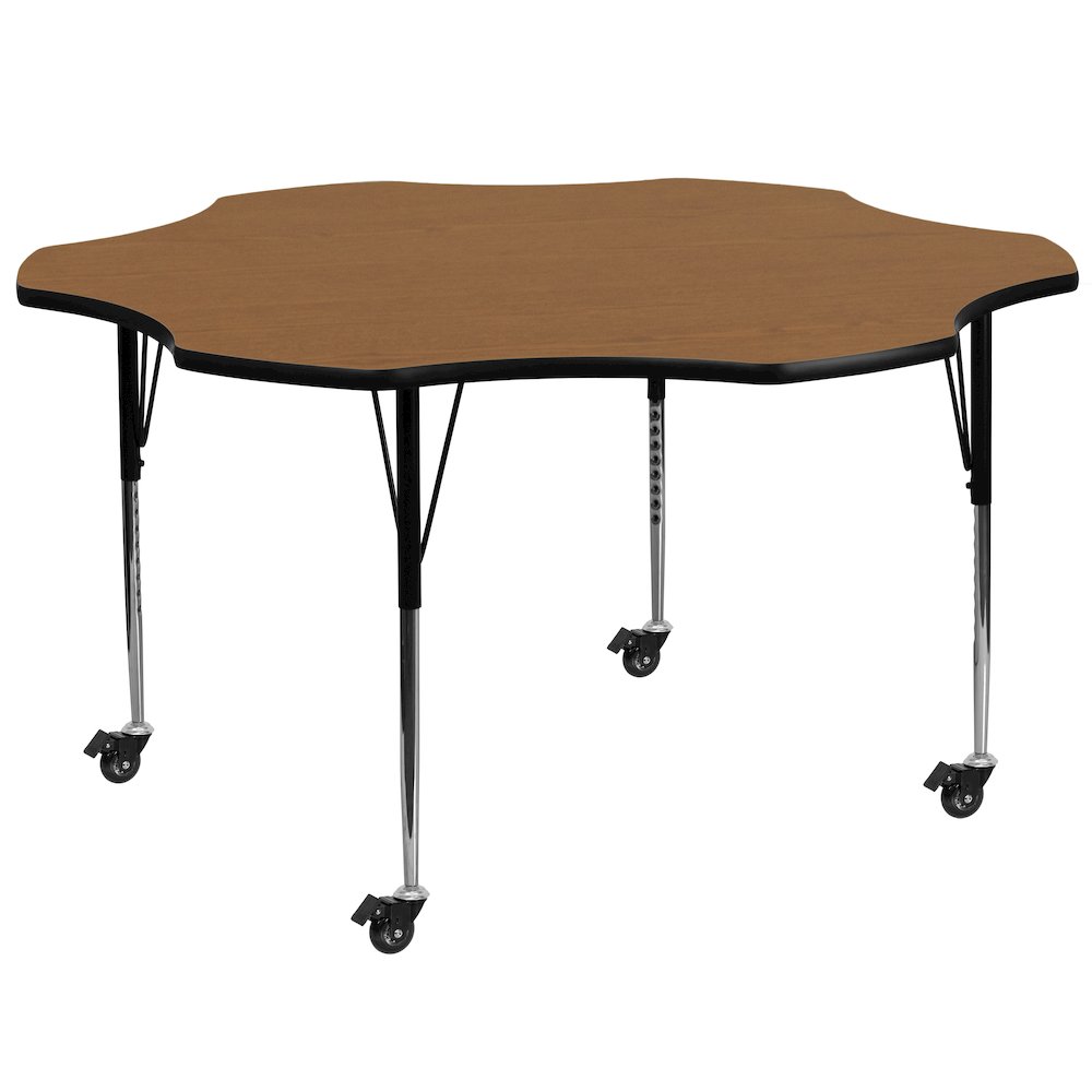 Standard Height Adjustable Legs Flash Furniture Mobile 48 Round Oak Thermal Laminate Activity Table