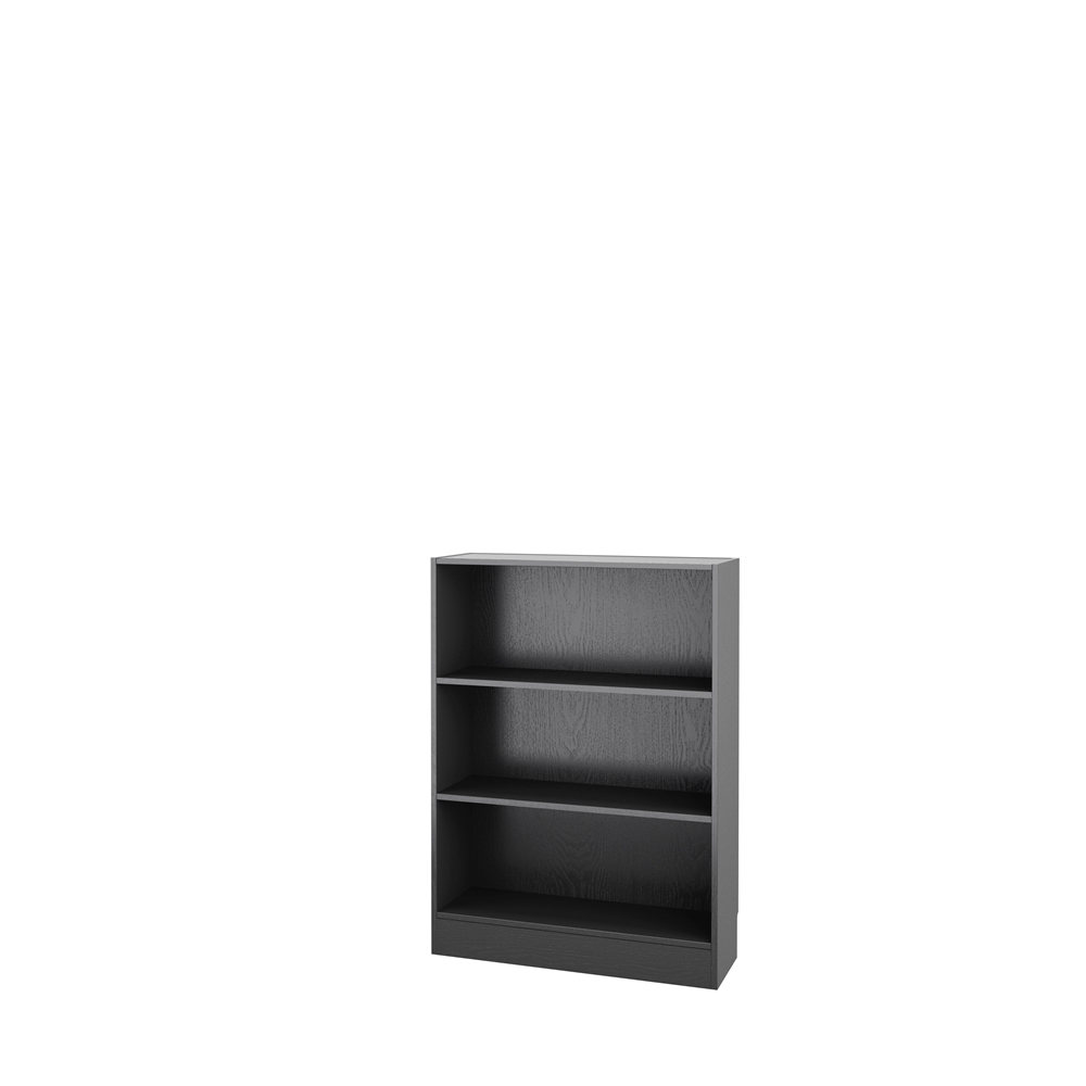 Tvilum Basic Short Wide 3 Shelf Bookcase, Black Wood Grain ...