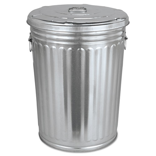 Pre-Galvanized Trash Can with Lid, Round, Steel, 20 gal ...