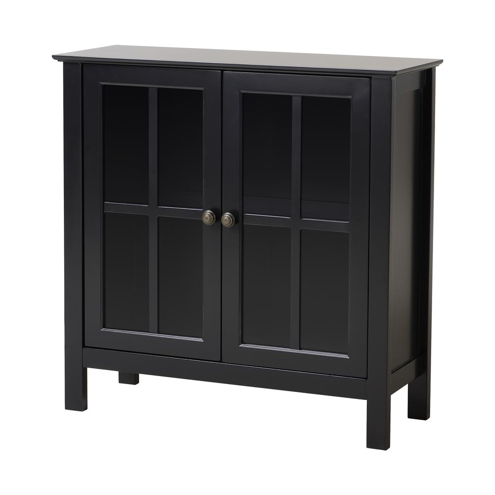 Black Glass Door Accent and Display Cabinet | eBay