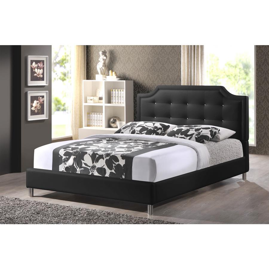 Carlotta Black Modern Bed With Upholstered Headboard Queen Size Categories