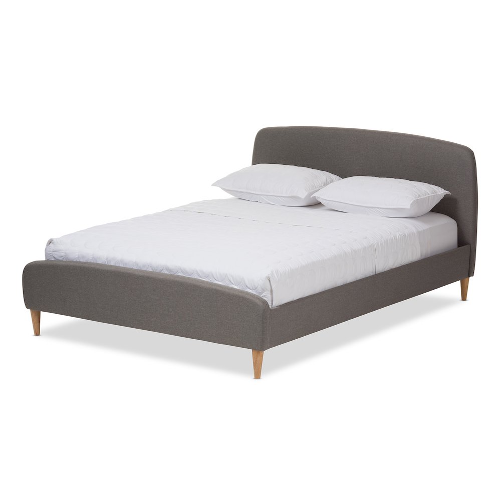 Mia Mid Century Light Grey Fabric Upholstered King Size Platform Bed Details About Mia Mid Century Light Grey Fabric Upholstered King Size Platform Bed