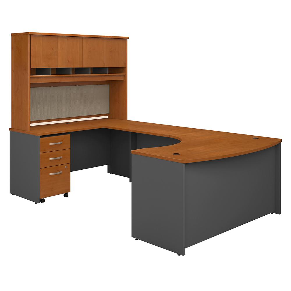 Series C 60W Left Handed Bow Front U Shaped Desk with Hutch and Storage ...