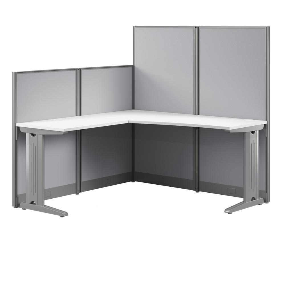 Office in An Hour 65W x 65D L Shaped Cubicle Desk in Pure White by Bush Business Furniture
