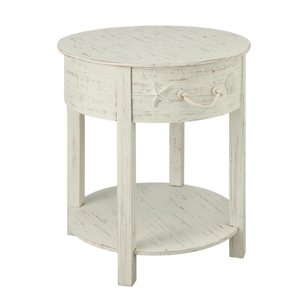 One Drawer Accent Table H24.00", Sanibel White Rub eBay