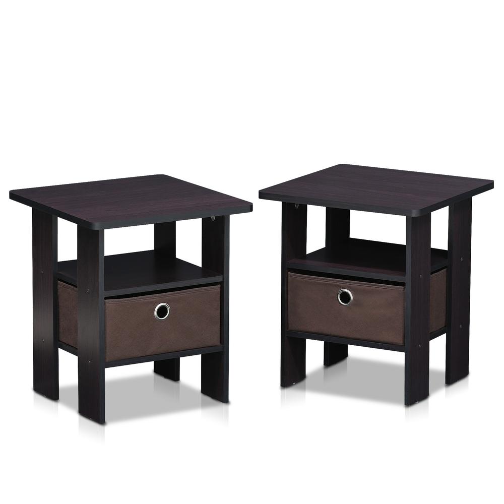 Furinno Andrey End Table Nightstand with Bin Drawer Set of ...