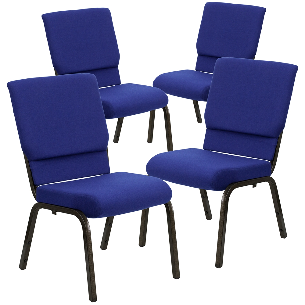 4 Pk. HERCULES Series 18.5''W Navy Blue Fabric Stacking Church Chair with 4... eBay