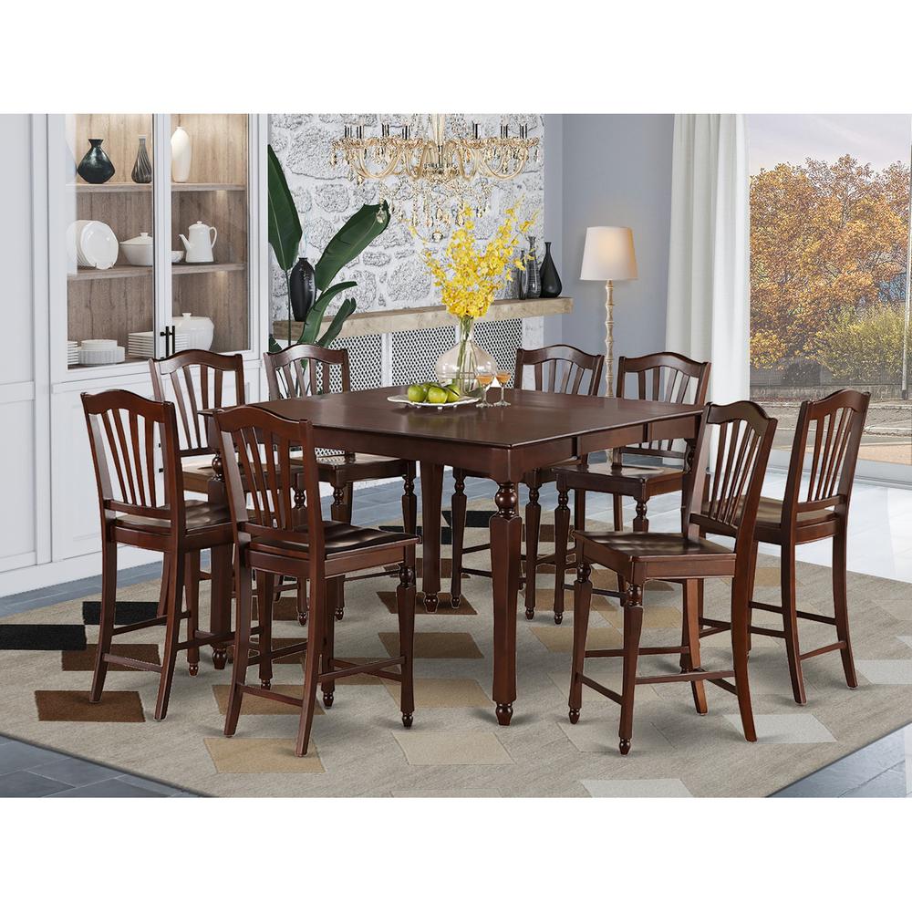 9 PC Counter height Table set-Square gathering Tablealong ...