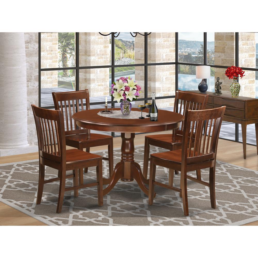 5 Pc set with a Round Small Table and 4 Wood Dinette ...