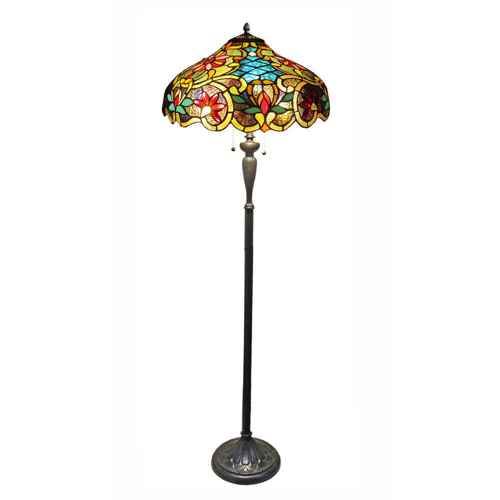 LESLIE Tiffany-style Victorian 2 Light Floor Lamp 18" Shade | eBay