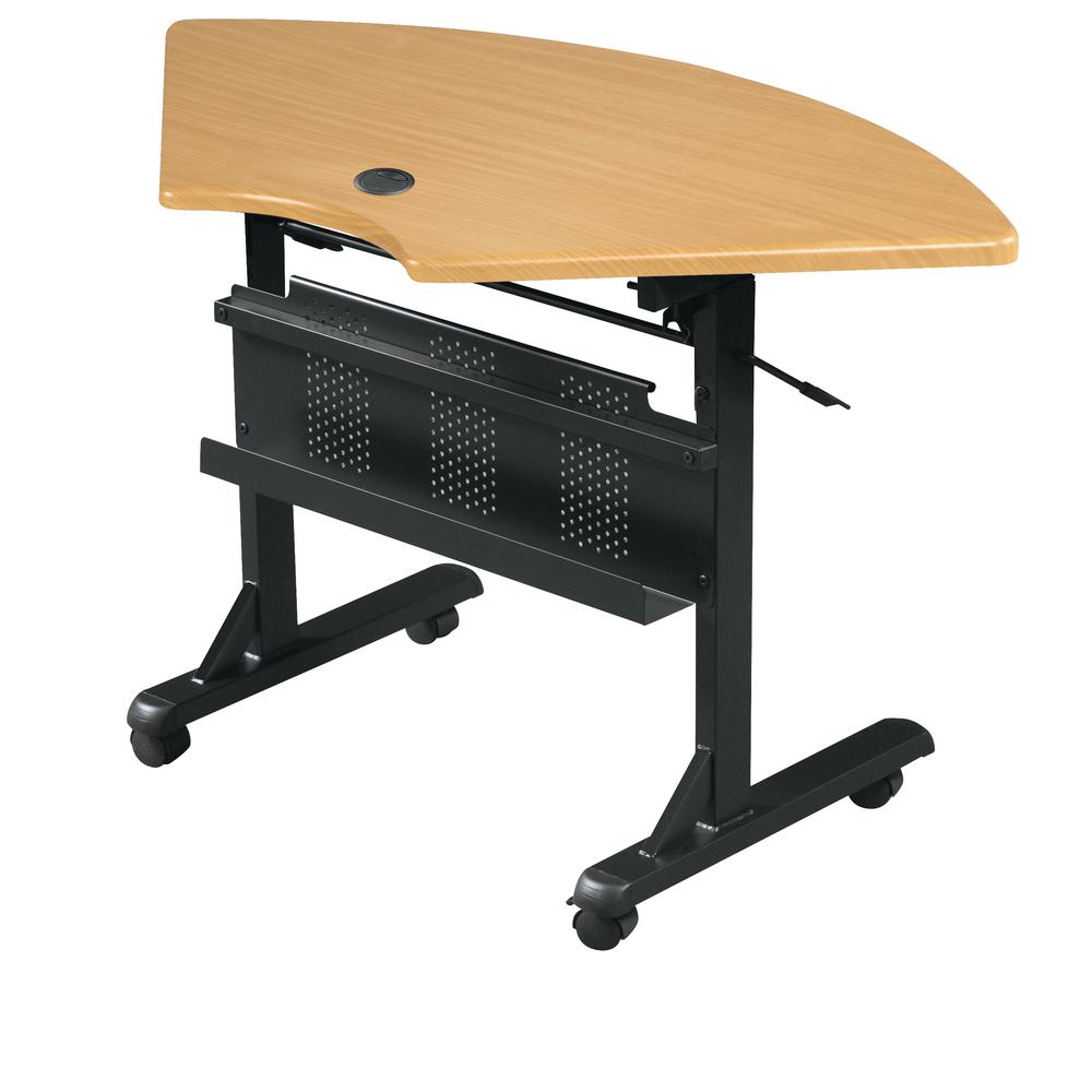 INC. Flipper Training Table, QuarterRound, 46w x 26d x 291/2h, Teak