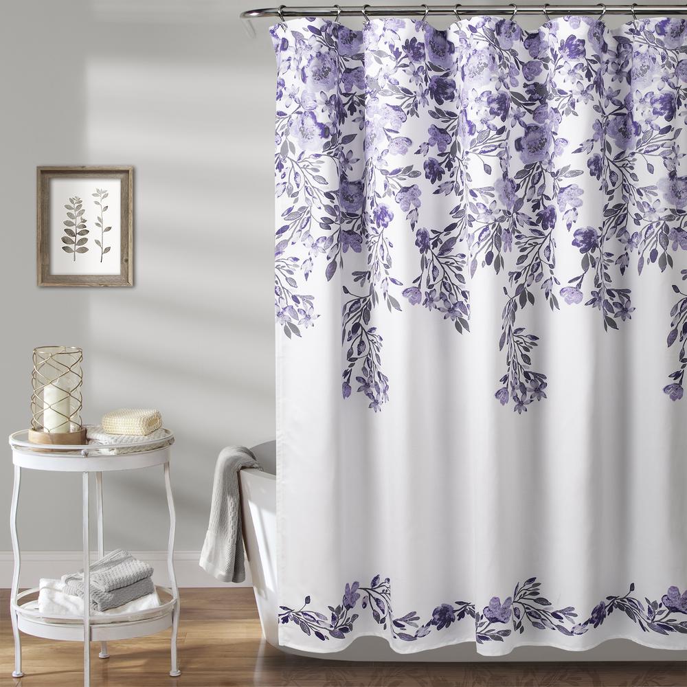 Tanisha-Shower-Curtain-Purple/Gray-72X72-|-eBay