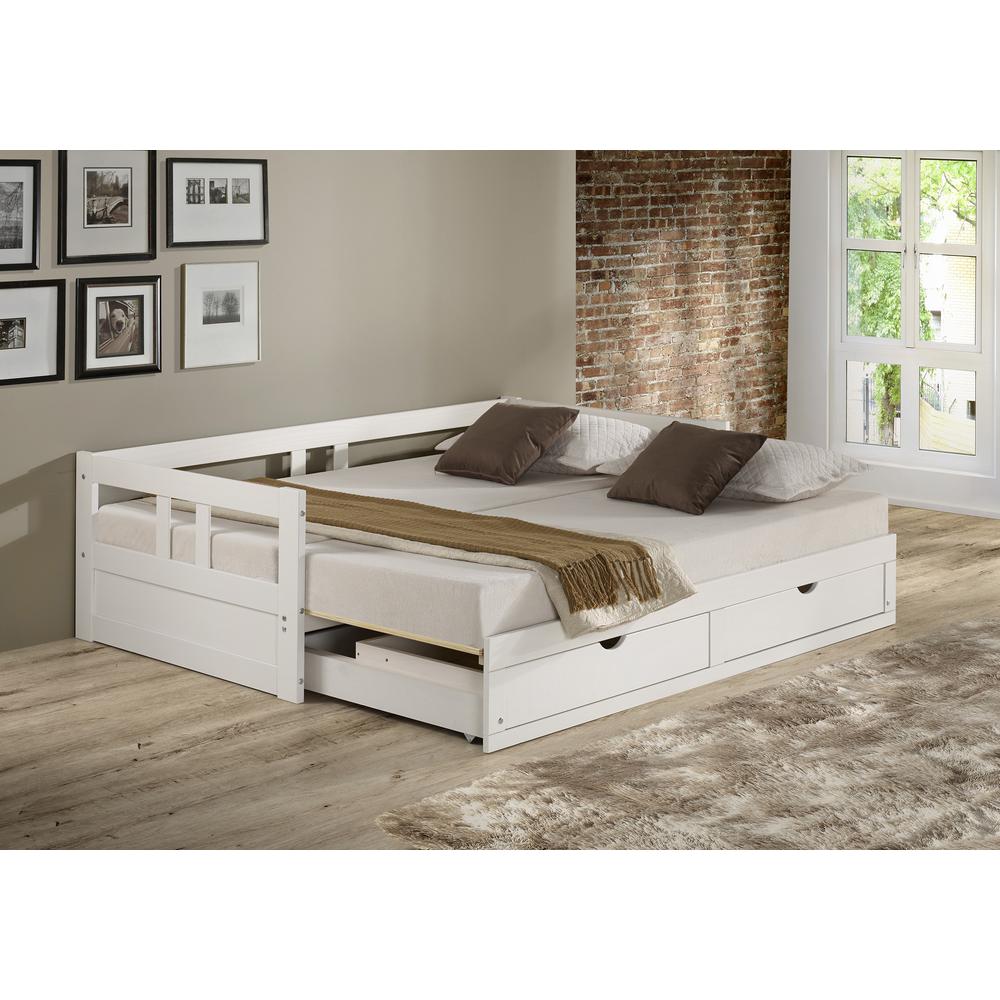 Melody Twin to King Extendable Day Bed with Storage, White eBay