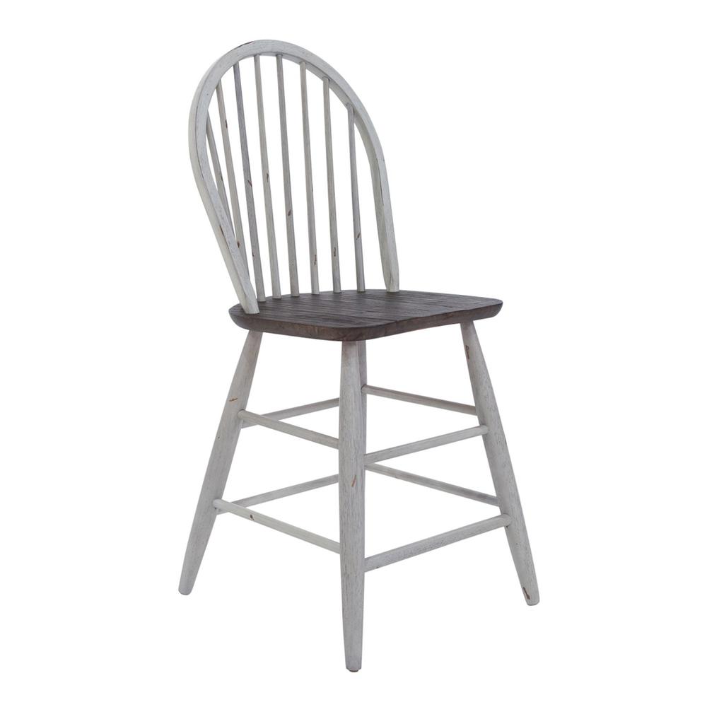 TON Windsor chair② Farmhouse Windsor Back Counter Chair in Two Tone White w/ Wood