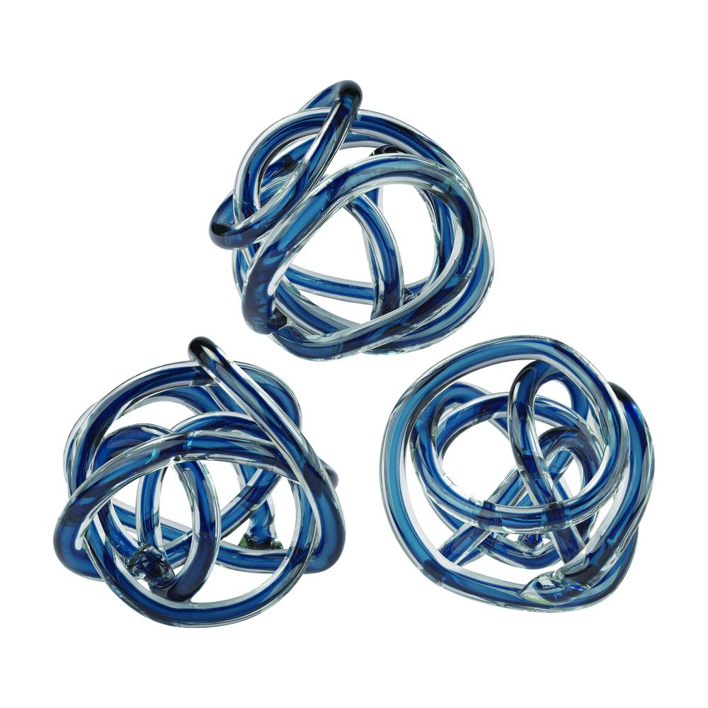 Navy Blue Glass Knots Set of 3 eBay