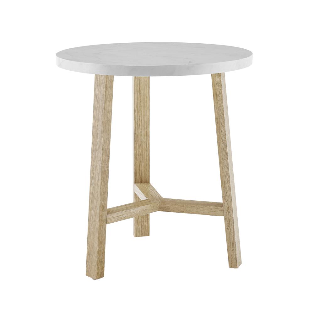 20 Mid Century Modern Round Accent Side Table White Marble And Details About 20 Mid Century Modern Round Accent Side Table White Marble And Light Oak