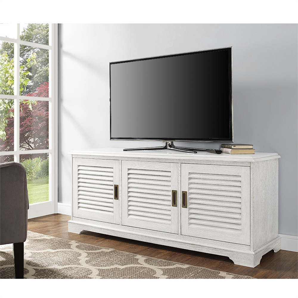 Walker Edison angeloHOME 52" Louvered Door TV Console White Wash eBay