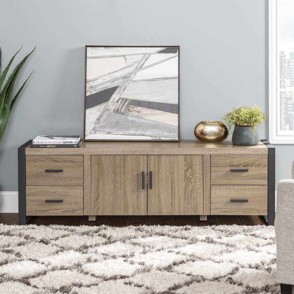 70" Driftwood Wood TV Stand Console eBay