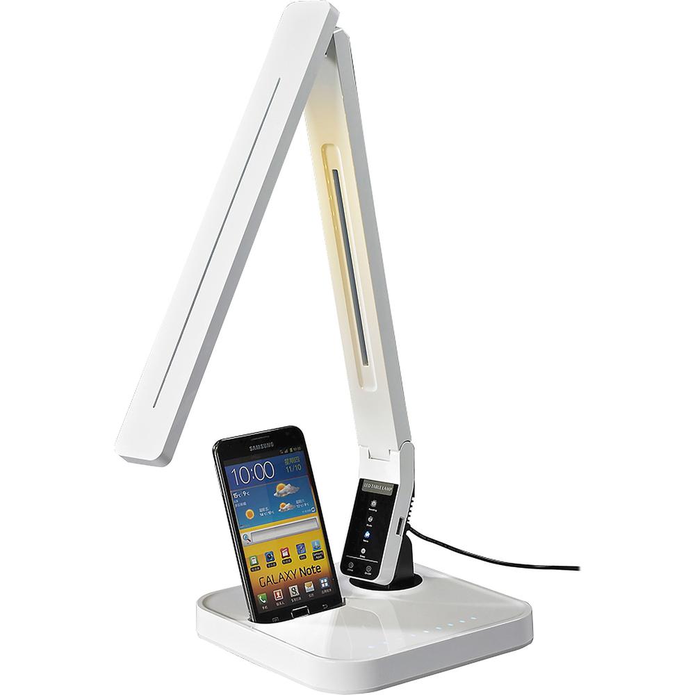 Lorell Micro USB Charger LED Desk Lamp LED White Desk Mountable