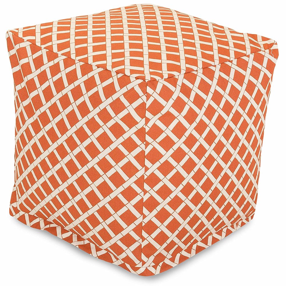 Majestic Home Goods Small Pouf Ottoman - Orange Aruba Indoor Outdoor Footstool